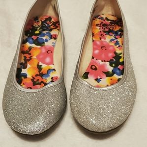 Sparkly silver flats